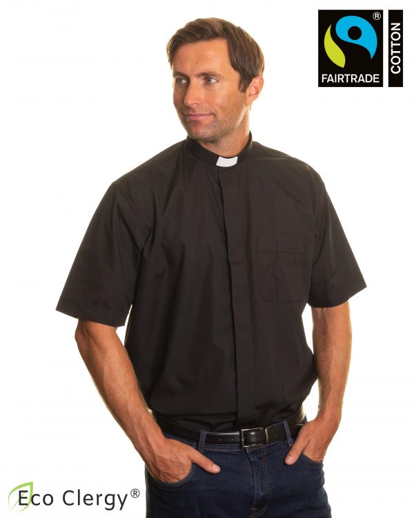 Mens fairtrade cotton clergy shirt short sleeves